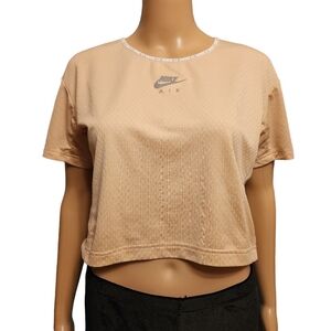 Nike Air Dri-Fit Womens Beige Running Oversized Crop Top Size XS